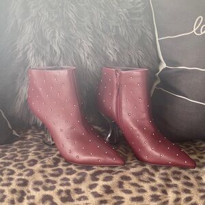 Katy Perry Collections Burgundy Studded Pointed Ankle Booties NWOT